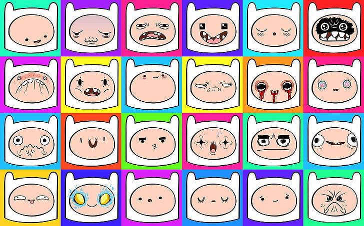 Adventure Time, emotion, Finn the Human, large group of objects, HD wallpaper