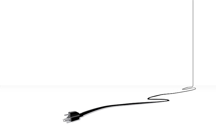 black power cable, electricity, power cord, simple background, HD wallpaper