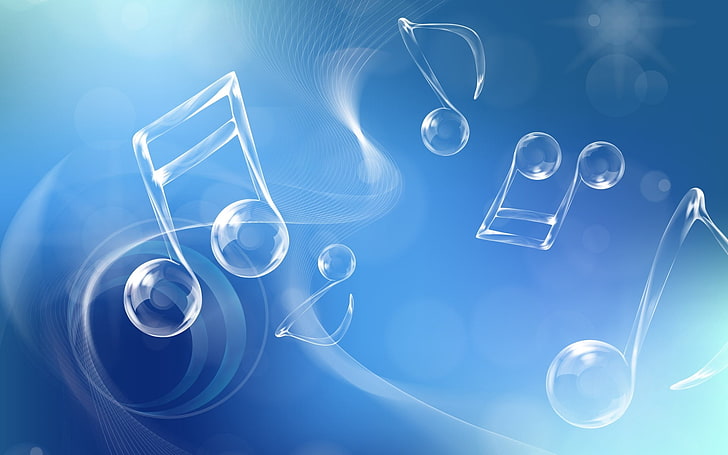 white music note on blue background