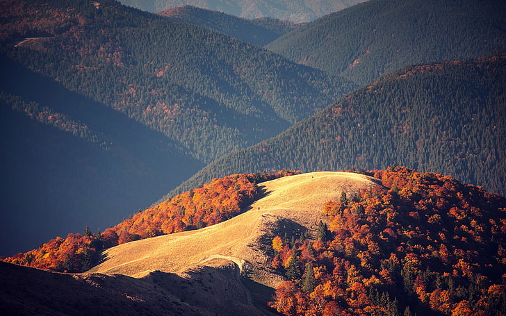 mountain wallpaper, brown hills under blue sky, mountains, nature, HD wallpaper