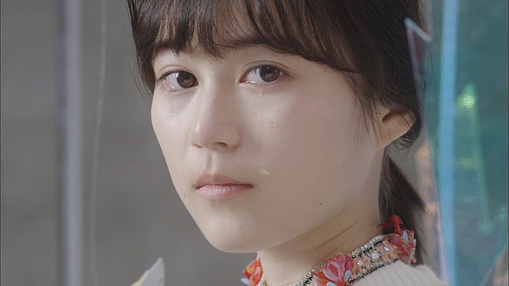Nogizaka46, Asian, women, crying, tears, face, brown eyes, brunette, HD wallpaper