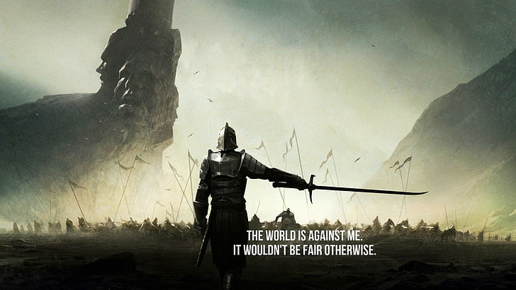 The world is against me it would't be fair otherwise text, war, HD wallpaper