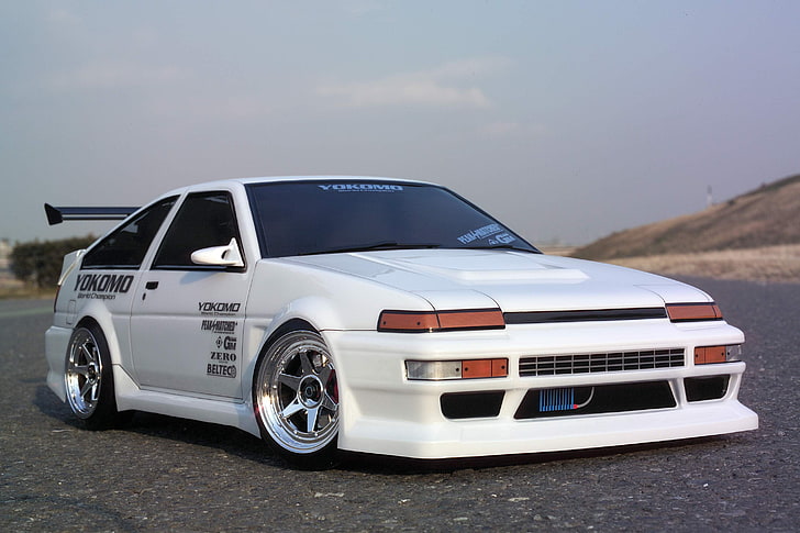 white Nissan coupe, toyota, tuning, corolla, ae86, car, land Vehicle, HD wallpaper