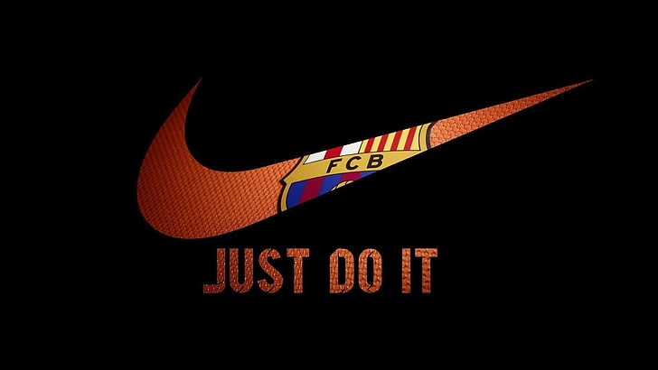 FC Barcelona, Nike, communication, text, western script, orange color, HD wallpaper