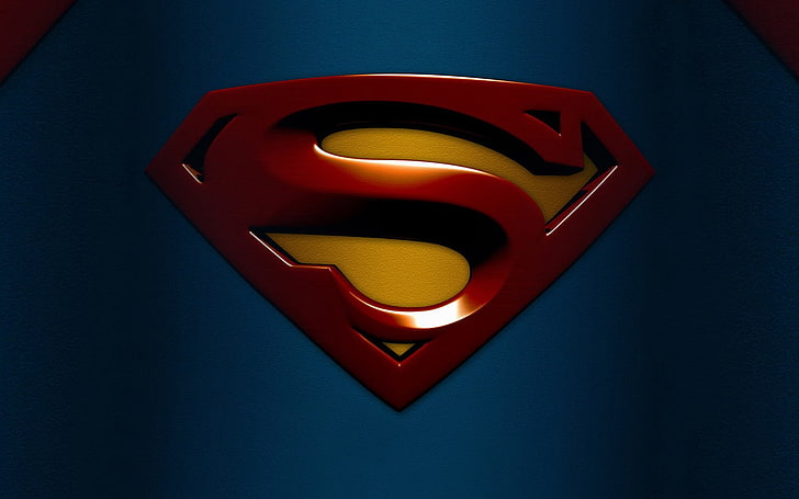 Superman, logo, DC Comics, blue, no people, close-up, red, indoors, HD wallpaper