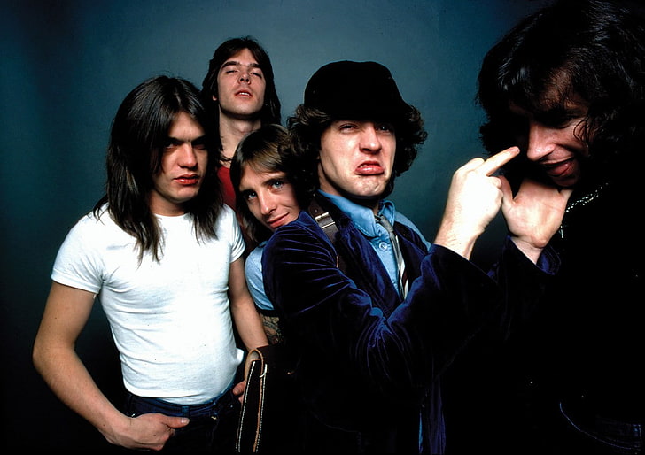 AC/DC, music, rock and roll, rock bands, portrait, men, long hair, HD wallpaper