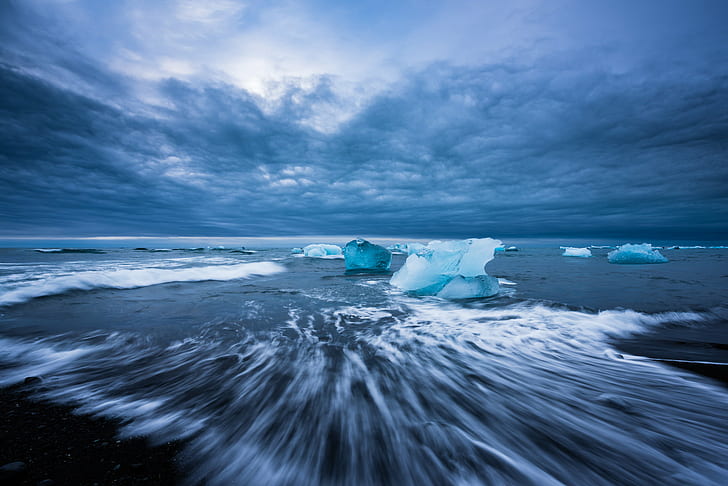 body of water during day time, Chunks, Ice II, iceland, islandia, HD wallpaper