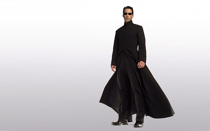man in black suit haracter, Neo, The Matrix, Keanu Reeves, movies, HD wallpaper