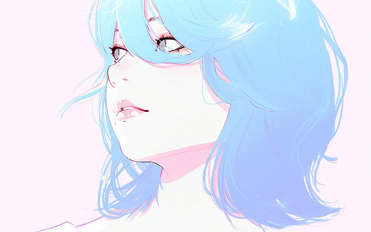 1440x2960px Free Download Hd Wallpaper Anime Original Blue Hair Face Girl Short Hair Wallpaper Flare