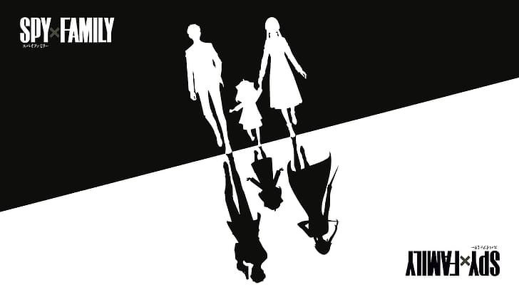 Spy x Family, Loid Forger, Anya Forger, Yor Forger, monochrome, HD wallpaper