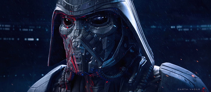 Star Wars Darth Vader, artwork, mask, night, mask - disguise, HD wallpaper