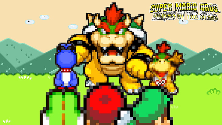 Mario, Super Mario Bros., Bowser, Bowser Jr., Luigi, Yoshi, HD wallpaper