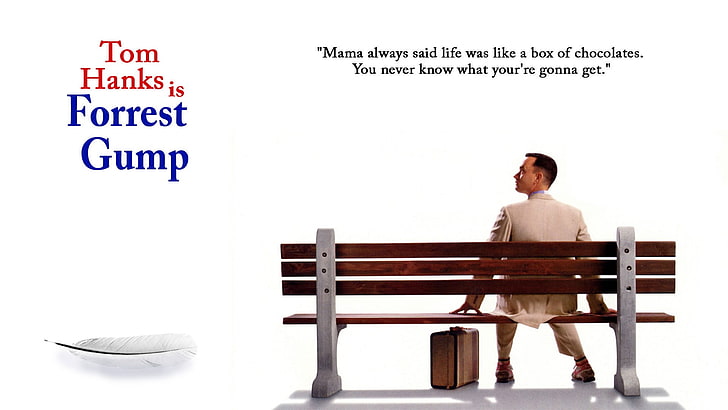 forrest gump, one person, full length, text, men, seat, sitting
