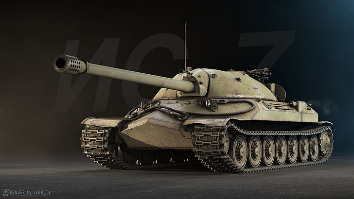 yellow war tank concept, digital art, IS-7, World of Tanks, military