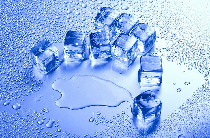 cube, ice cubes, water drops, simple, HD wallpaper