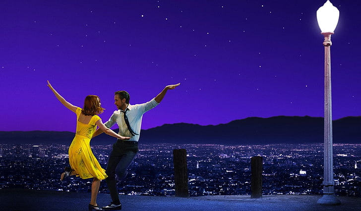 Movie, La La Land, Dancing, Emma Stone, Night, Ryan Gosling, HD wallpaper