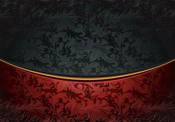 HD wallpaper: black and red floral textile, retro, pattern, vector, dark,  ornament