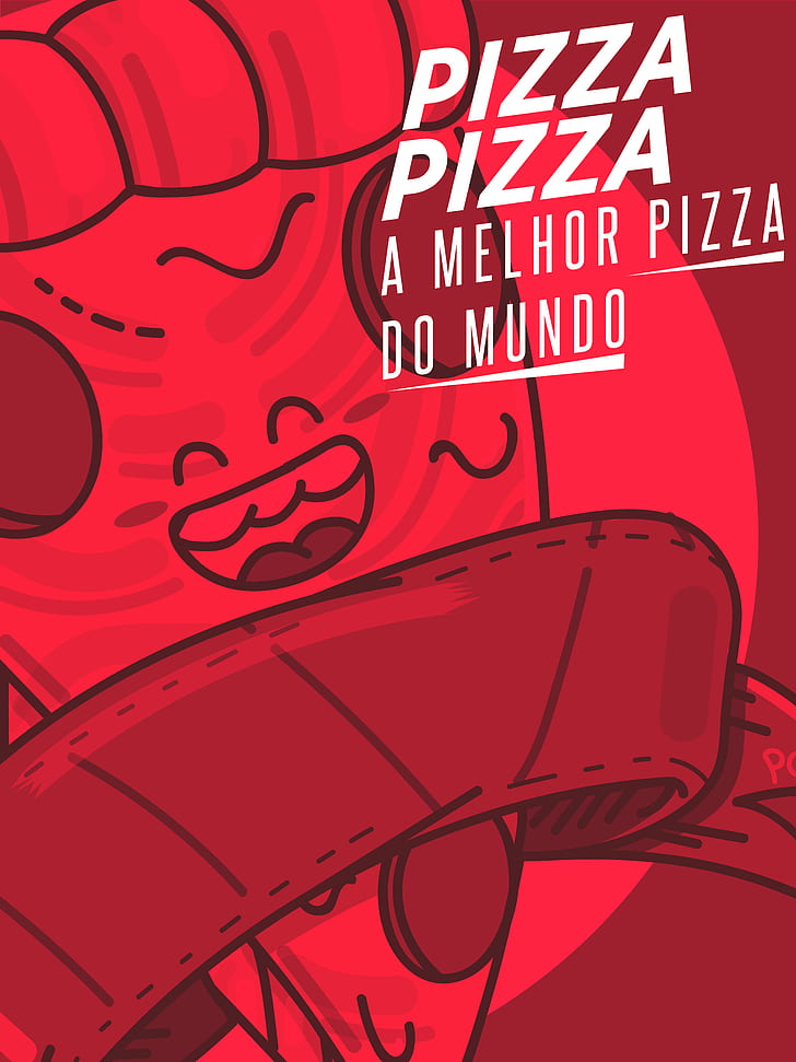 illustration, pizza, red, food, HD wallpaper