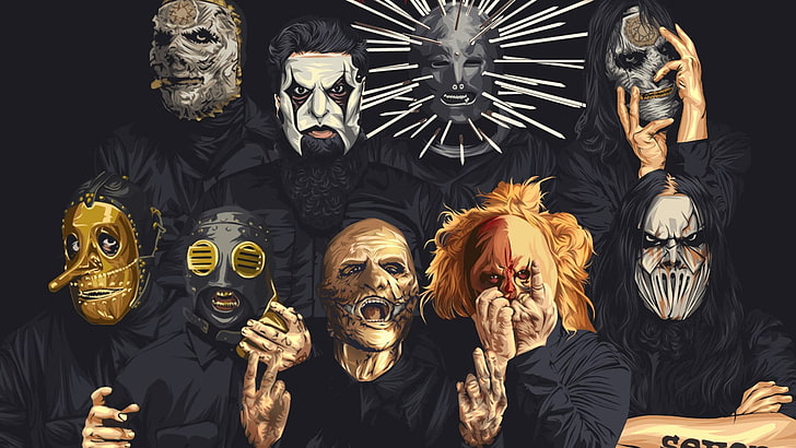 Slipknot poster, Nu Metal, metal band, fan art, representation