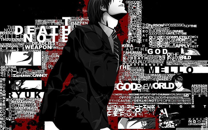 Death Note Light Yagami poster, Anime, text, western script, communication