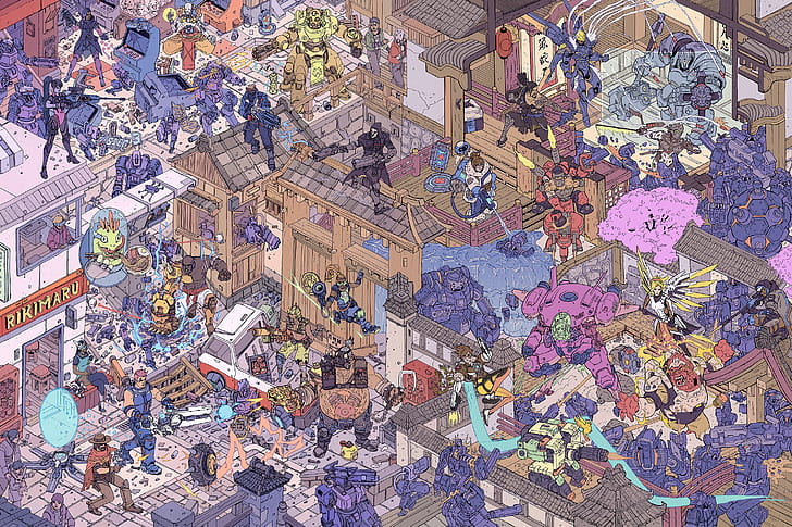 futuristic, artwork, Hanamura (Overwatch), Josan Gonzalez, robot, HD wallpaper