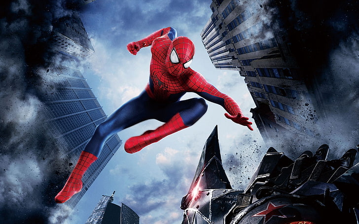 Marvel Spider-Man digital wallpaper, sky, real people, jumping, HD wallpaper