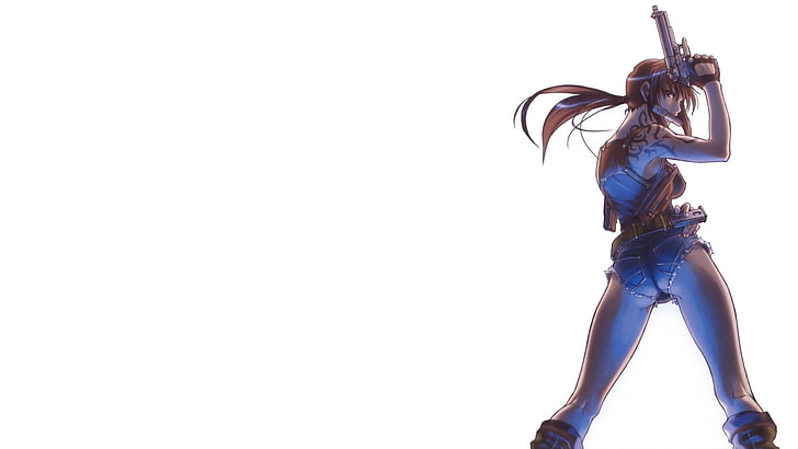 Black Lagoon, Revy, anime girls, copy space, women, one person