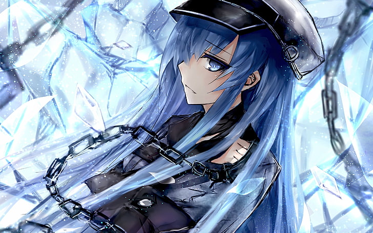 blue-haired female character wallpaper, Esdeath, Akame ga Kill!