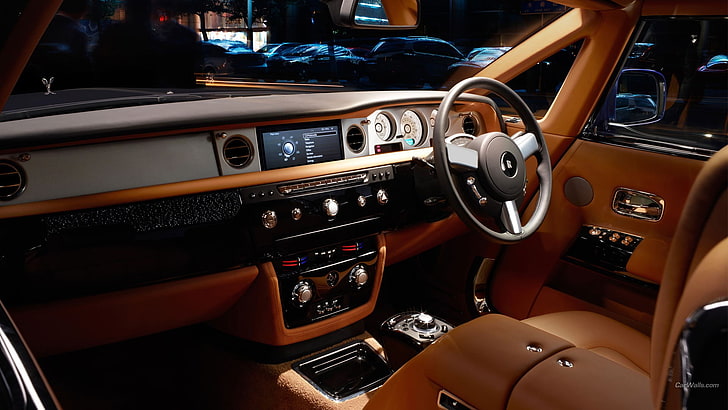 Rolls-Royce Phantom, car, car interior, vehicle, mode of transportation, HD wallpaper