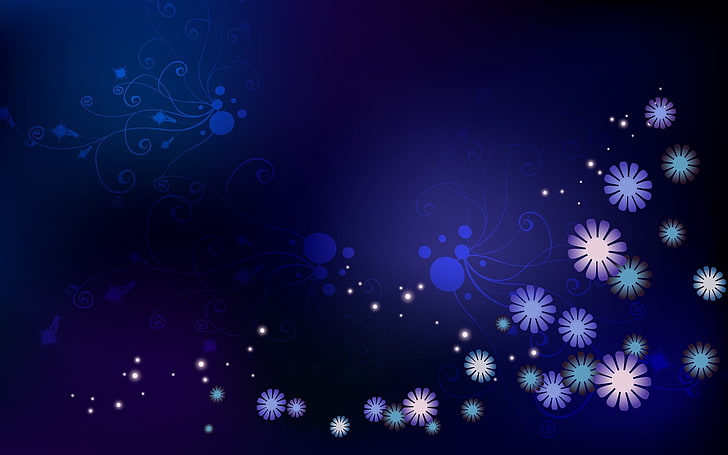 Flowers, Background, Dark, Patterns, celebration, blue, christmas, HD wallpaper
