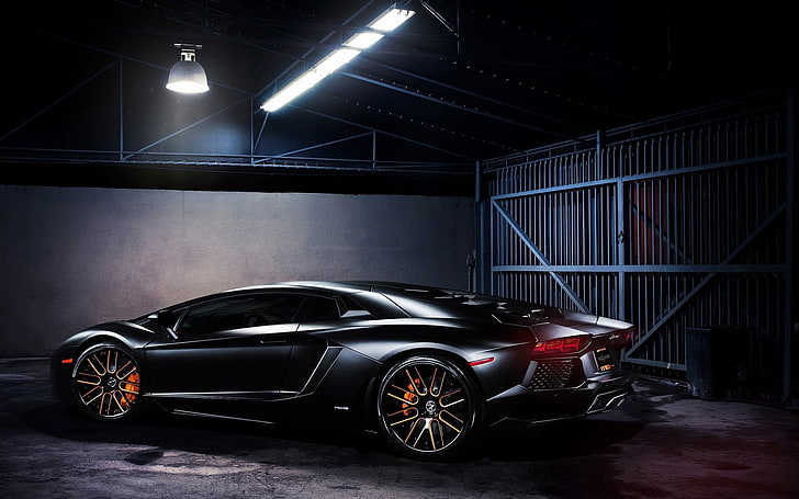 black supercar, Lamborghini Aventador, black cars, vehicle, Super Car, HD wallpaper
