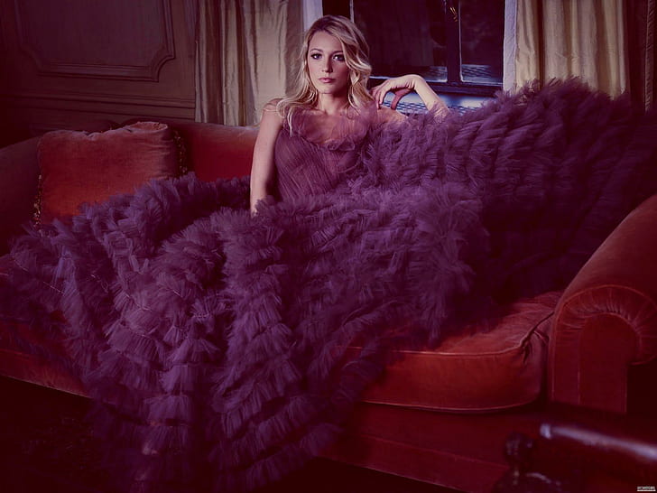 Blake Lively, women's purple gown, gossip-girl, celebrity, models, HD wallpaper