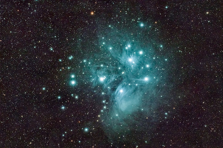 galaxy digital wallpaper, space, The Pleiades, M45, star cluster