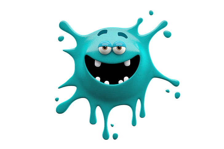 teal monster clip art, character, smile, paint, funny, cute, human Face, HD wallpaper