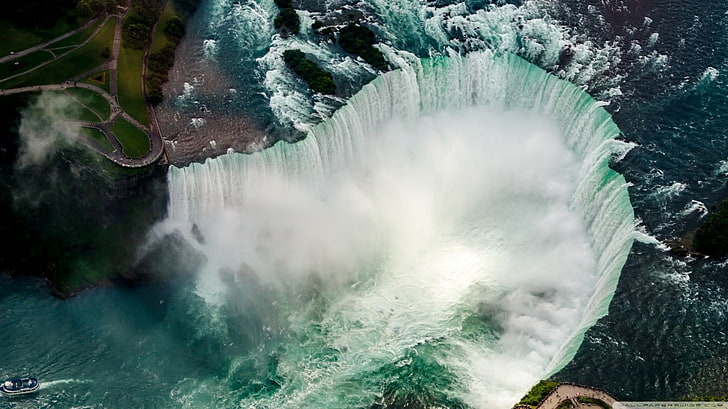 aerial photography of waterfalls, aerial view, Niagara Falls, HD wallpaper