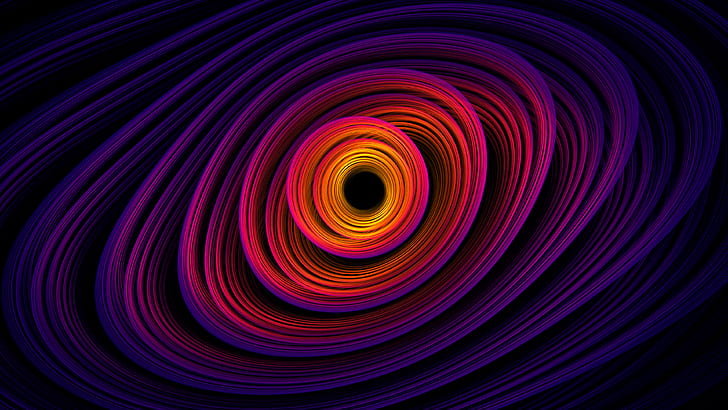 abstract, spiral, digital art, shapes, blue, purple, yellow