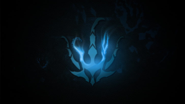 blue skull with horn logo graphics, Riot Games, League of Legends, HD wallpaper