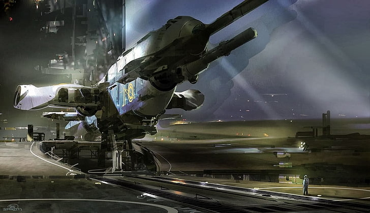 space ship illustration, science fiction, futuristic, architecture, HD wallpaper