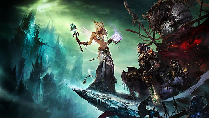 horde, Warcraft, video games, Taurens, Blood Elf, priest, World of Warcraft, HD wallpaper