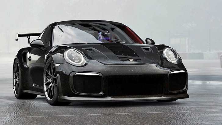 porsche 911 gt2 rs, sports car, race, black, HD wallpaper