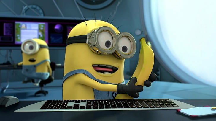 Despicable Me, Banana, Bob (Minions), Stuart (Minions), technology, HD wallpaper