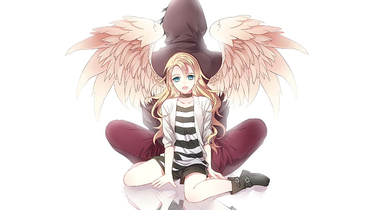 HD wallpaper: girl, wings, angel, guy, Angel bloodshed, Satsuriku no Tenshi  | Wallpaper Flare