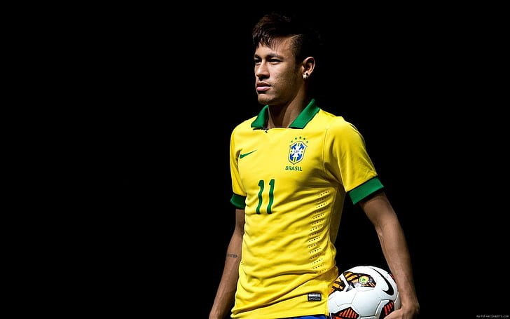 Neymar 2014 FIFA World cup, men's yellow and green nike soccer jersey shirt, HD wallpaper