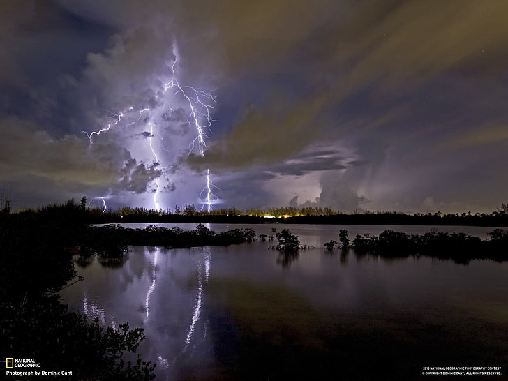 National Geographic, water, lightning, cloud - sky, power in nature, HD wallpaper