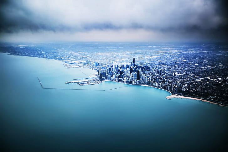 Chicago, city, water, sea, architecture, building exterior