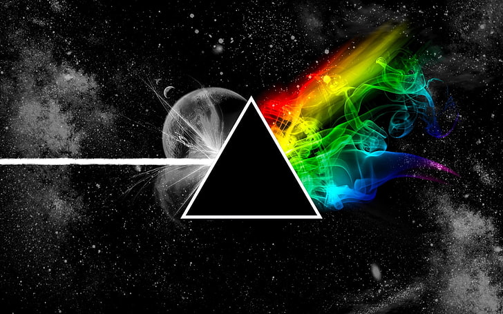pink floyd, triangle, space, planet, colors, abstract, backgrounds, HD wallpaper