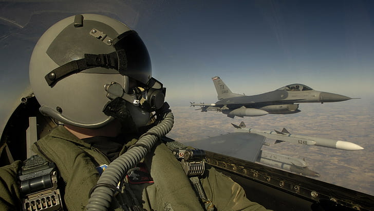 General Dynamics F-16 Fighting Falcon, US Air Force, cockpit, HD wallpaper