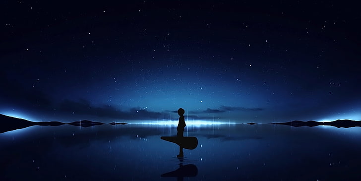 HD wallpaper: Anime Original Alone Boy, star - space, night, water, scenics  - nature | Wallpaper Flare
