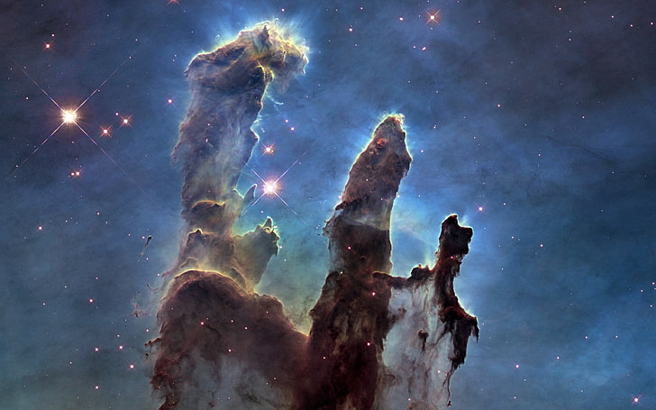 smoke digital wallpaper, Pillars of Creation, nebula, space, stars