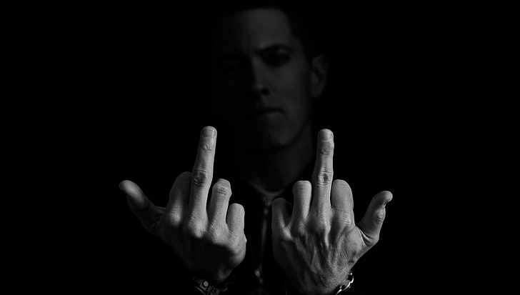 Eminem grayscale photography, music, male, singer, marshall, mathers, HD wallpaper